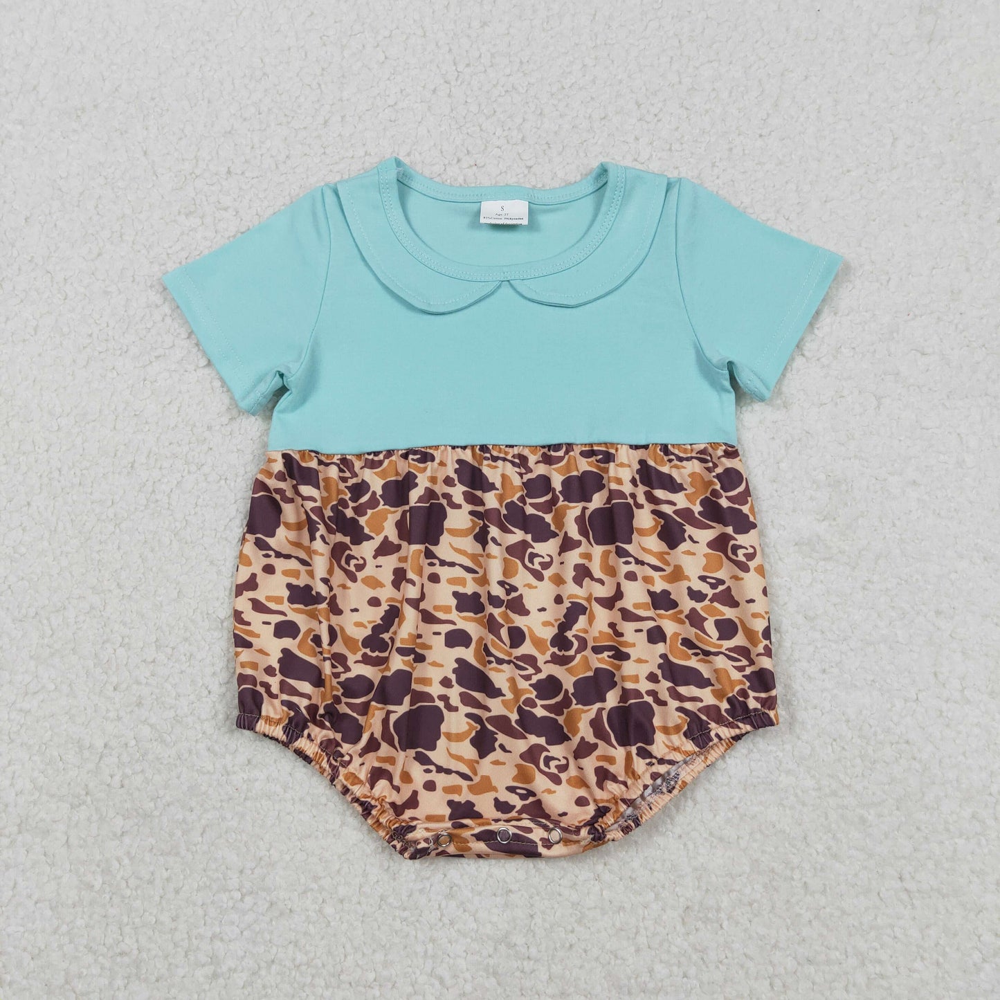 SR3277 Brown Camo Print Baby Summer Romper