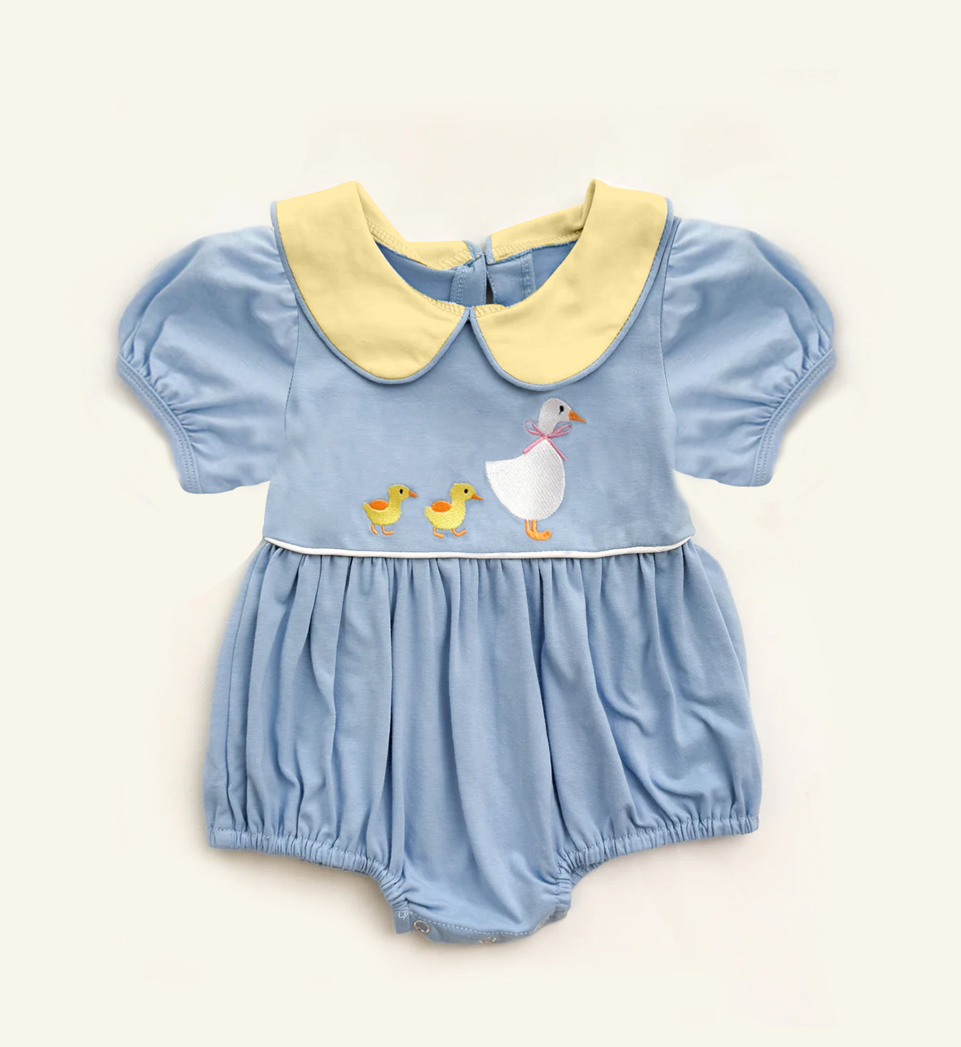 (Pre-order)SR3298 Duck Goose Blue Print Baby Girls Summer Romper