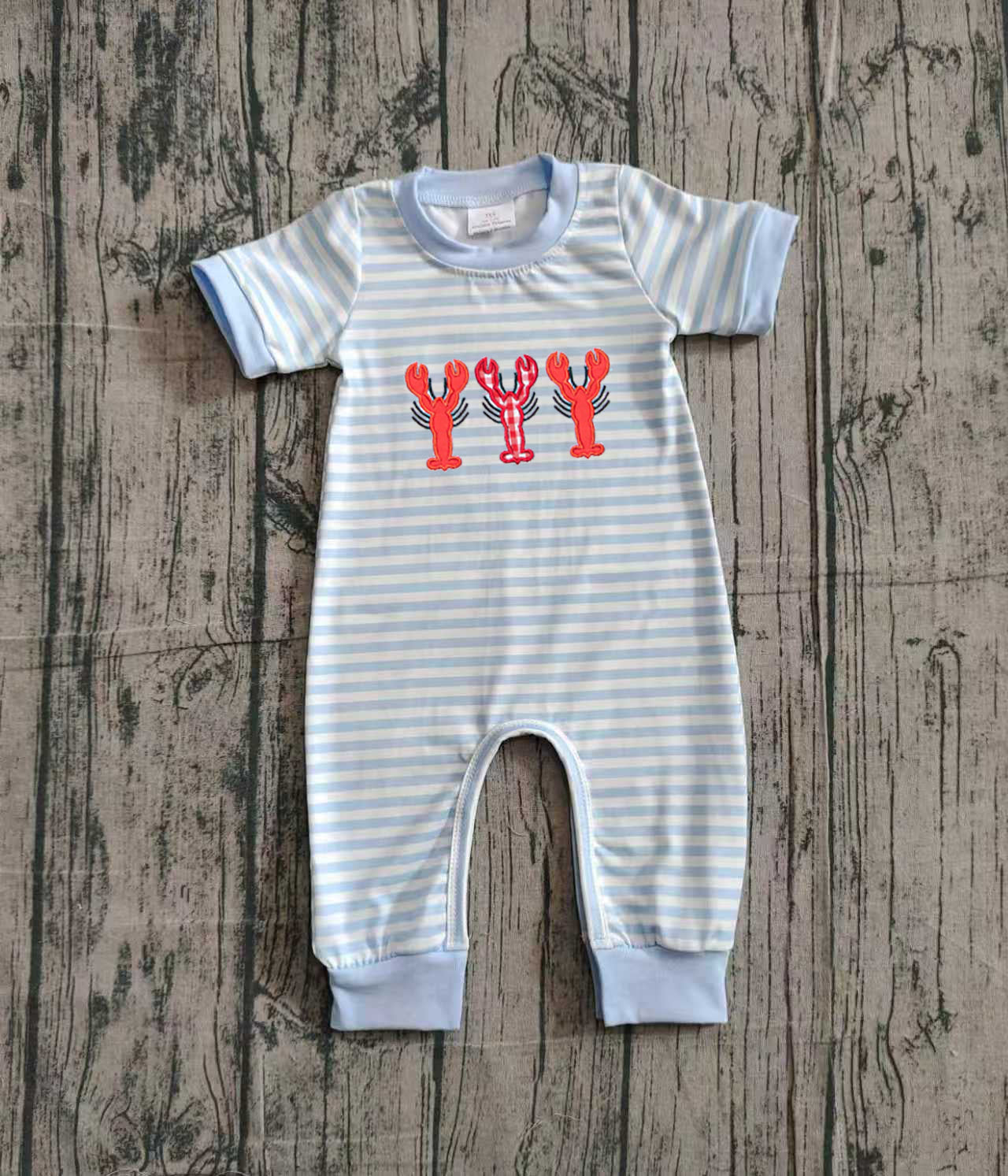 (Pre-order)SR3333 Crayfish Stripes Print Baby Boys Summer Romper