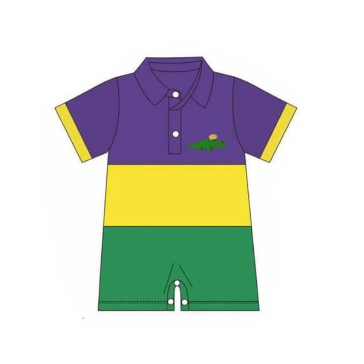 (Pre-order)SR3352 Crocodile Print Baby Boys Mardi Gras Romper