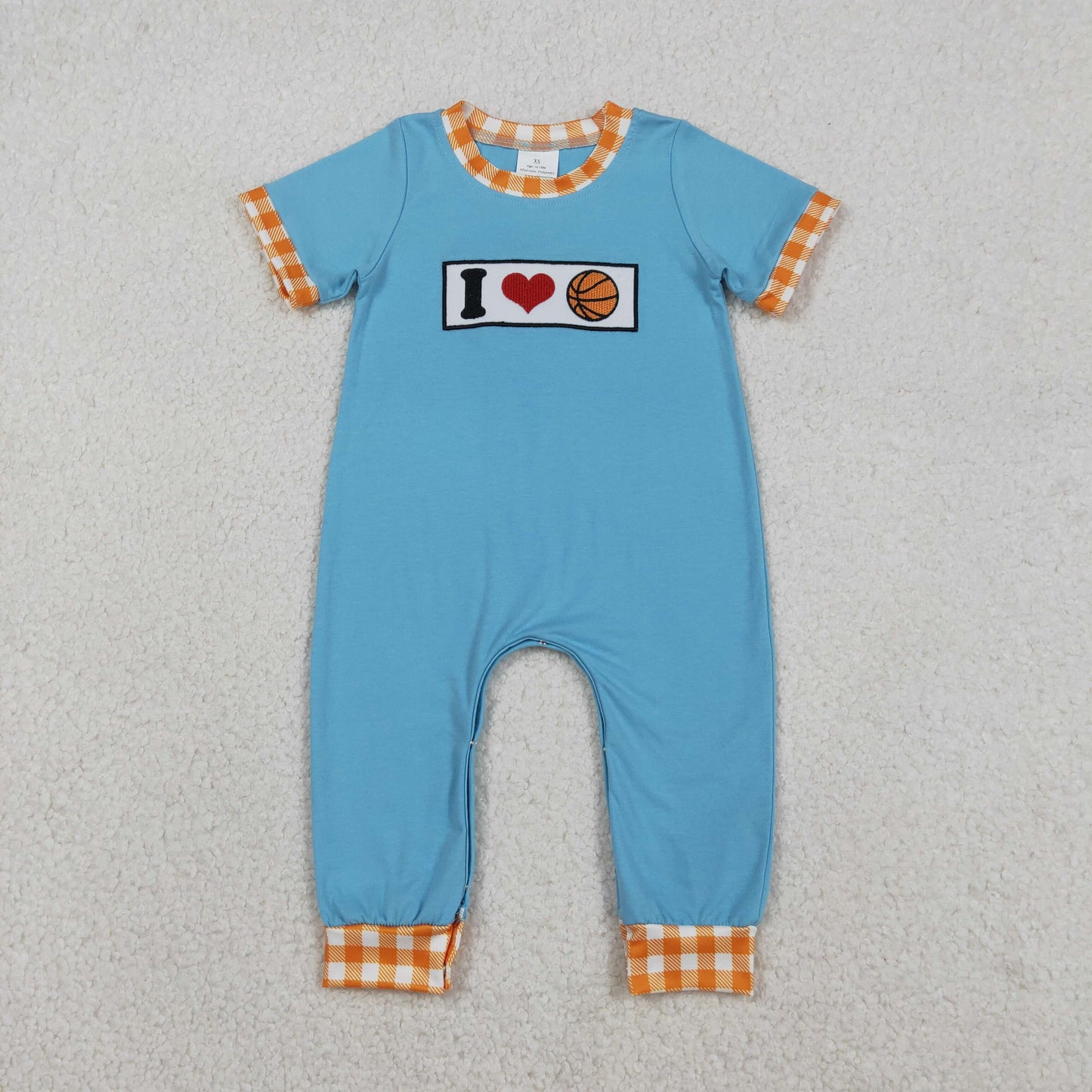 I LOVE Basketball & Soccer Embroidery Blue Kids Summer Matching Clothes Sibling Wear