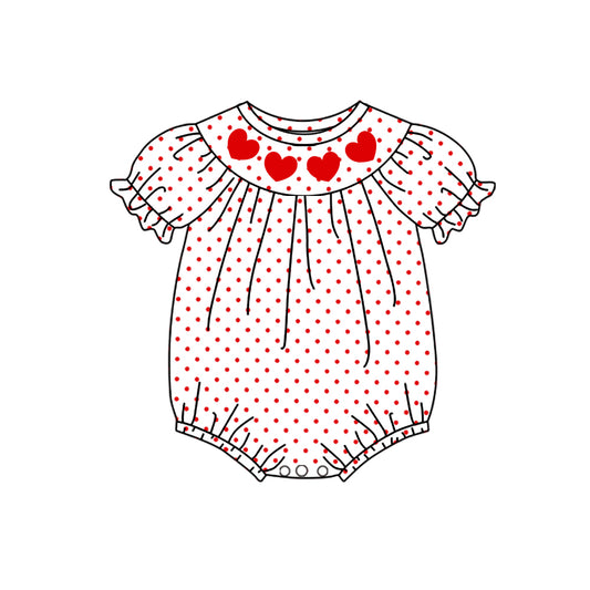 (Pre-order)SR3378 Heart Dots Print Baby Girls Valentine's Day Romper