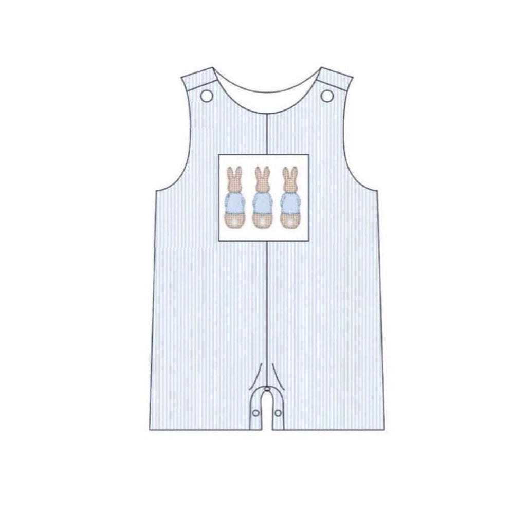 (Pre-order)SR3381 Bunny Stripes Print Baby Boys Easter Romper