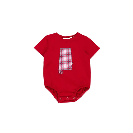 (Pre-order)SR3387 Plaid Red Print Baby Boys Summer Bubble Romper