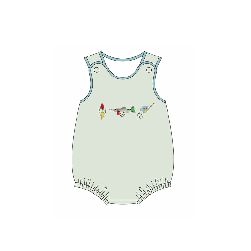 (Pre-order)SR3401 Fishhook Print Baby Boys Summer Romper