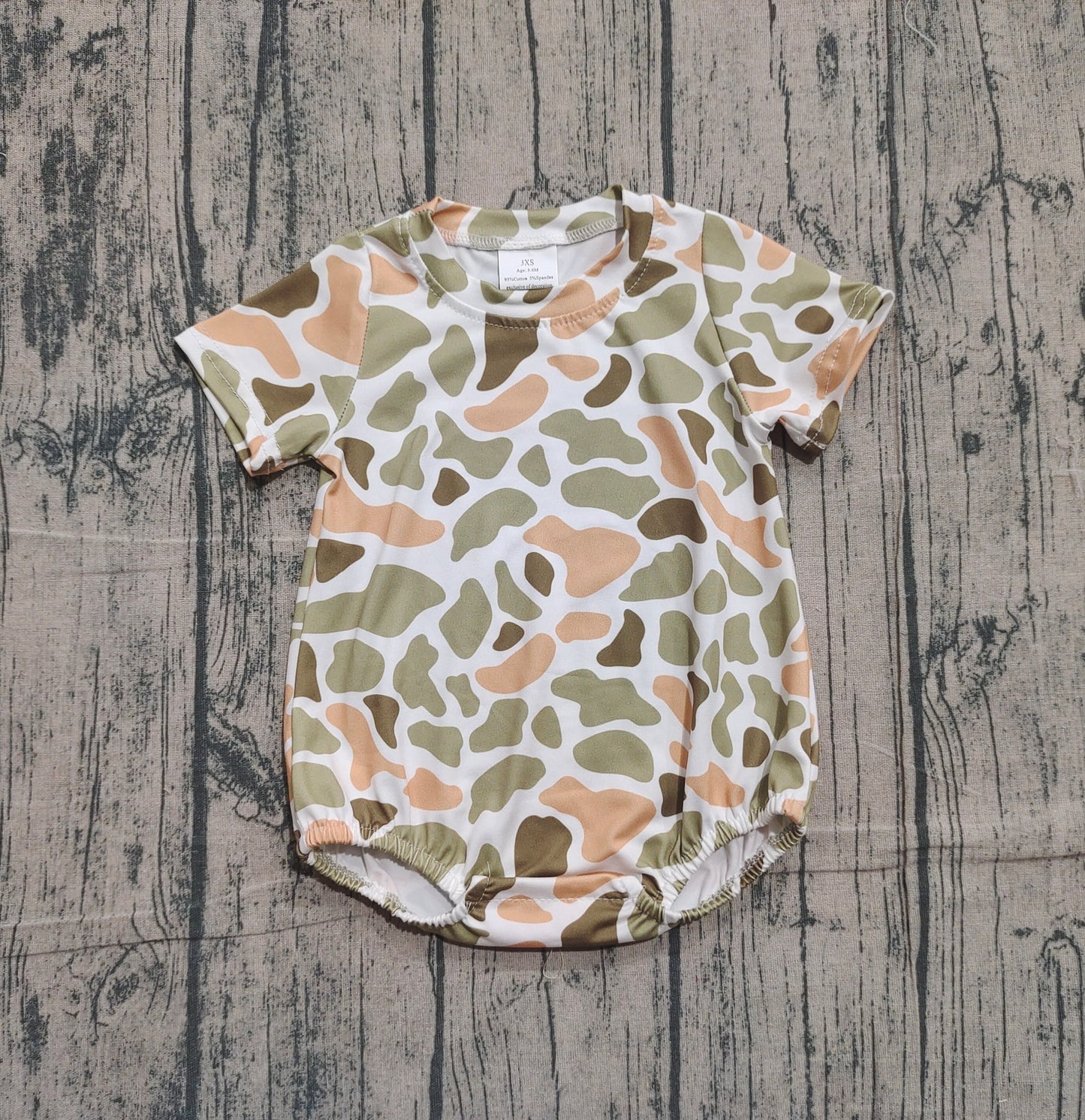 (Pre-order)SR3452 Orange Green Camo Print Baby Boys Summer Romper