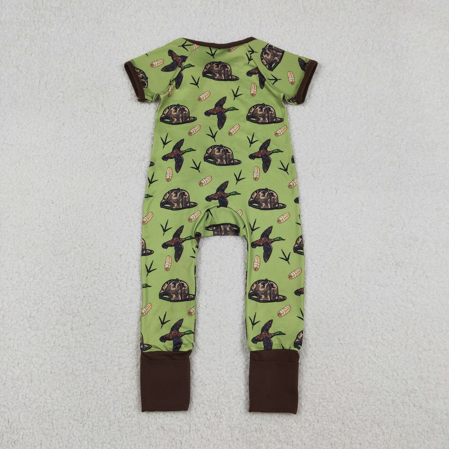 SR3499 Duck Hat Camo Print Baby Boys Zipper Sleeper Romper