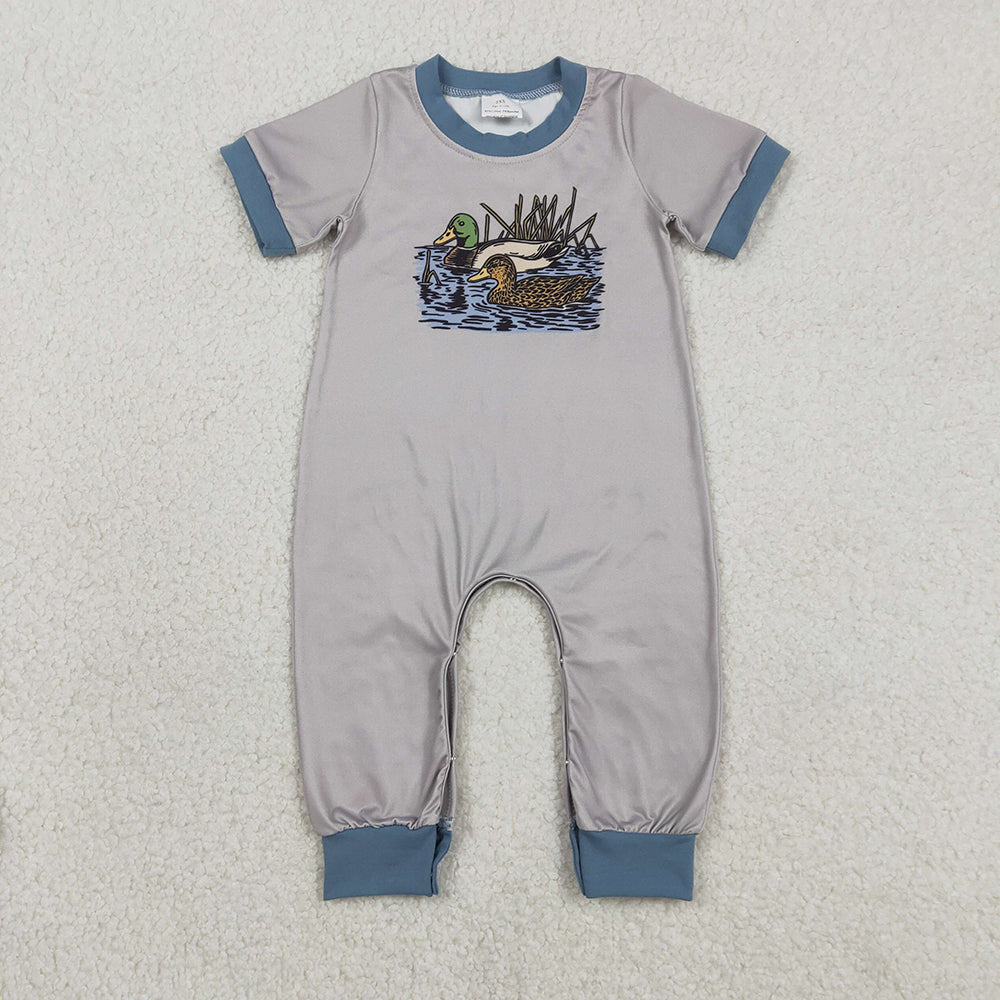 SR3682 Duck Grey Print Baby Boys Summer Romper