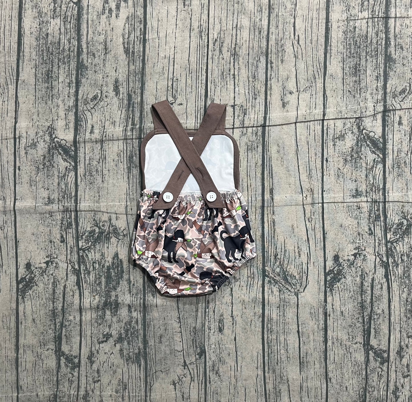 (Pre-order)SR3928 Dog Duck Camo Hunting Print Baby Boys Summer Romper