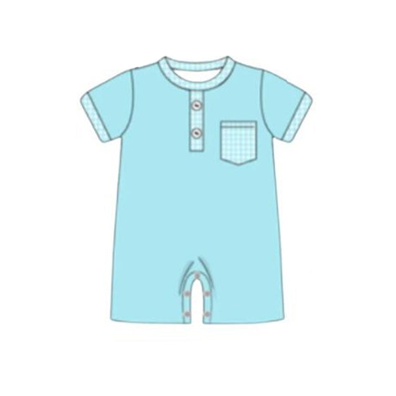 (Pre-order)SR3935 Blue Color Pocket Baby Boys Summer Romper