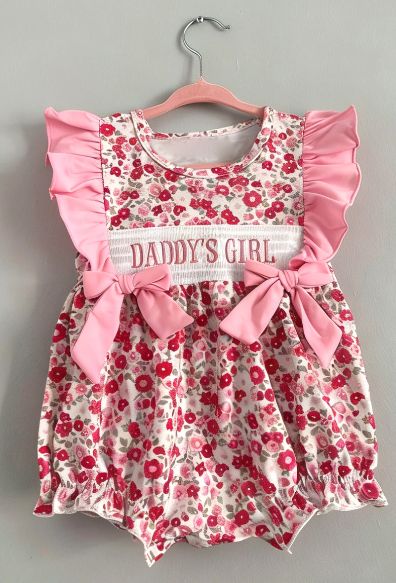 (Pre-order)SR3940 DADDYS GIRL Flowers Print Baby Girls Summer Romper