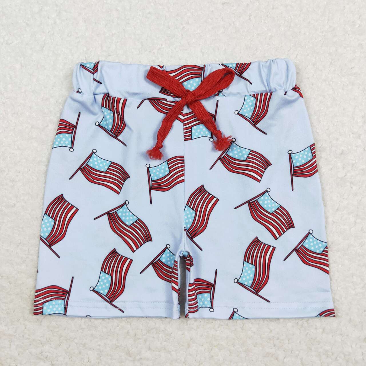 7 Design Flag & Stars Print Kids 4th of July Shorts Sibling Wear
