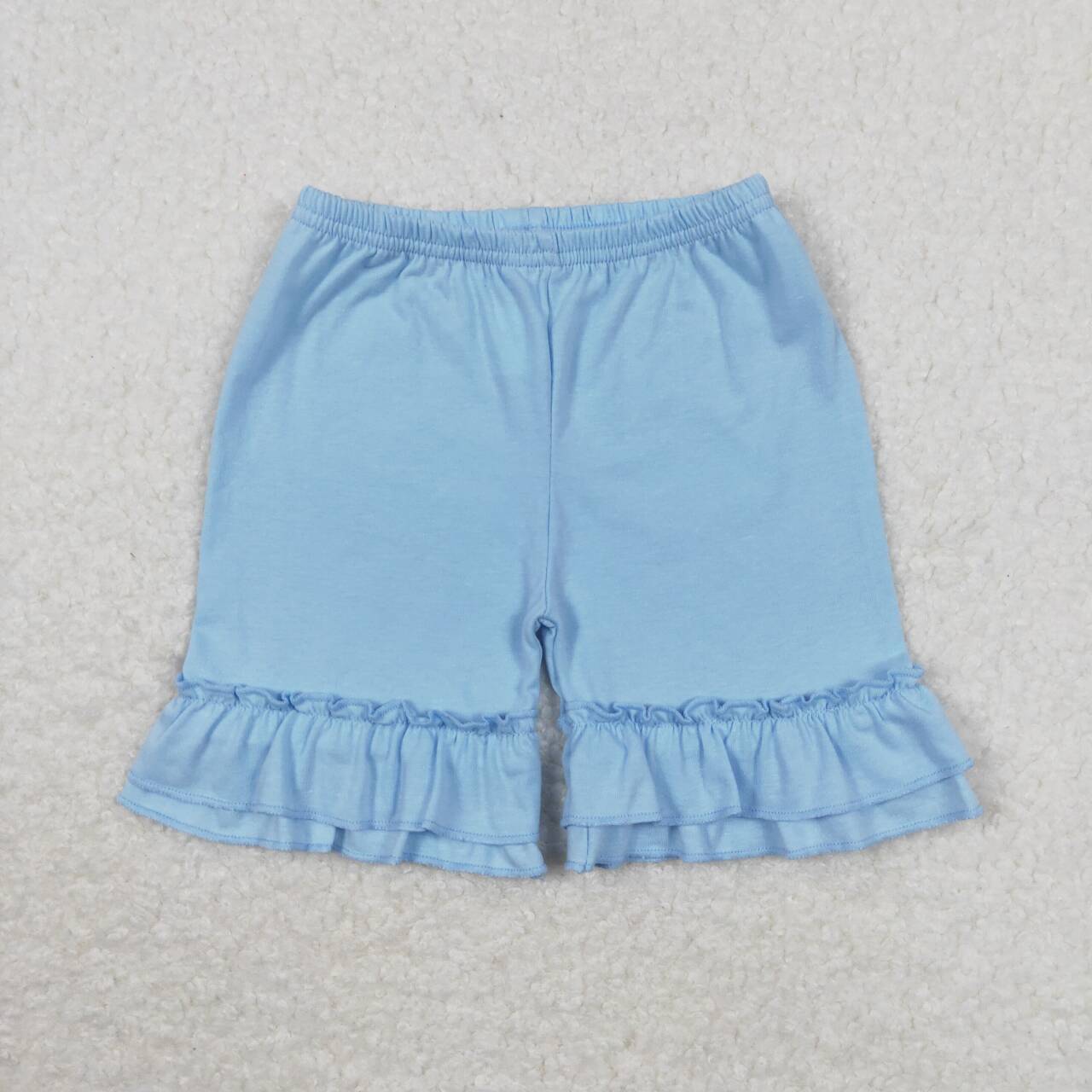 SS0183 Light Blue Ruffles Girls Summer Shorts