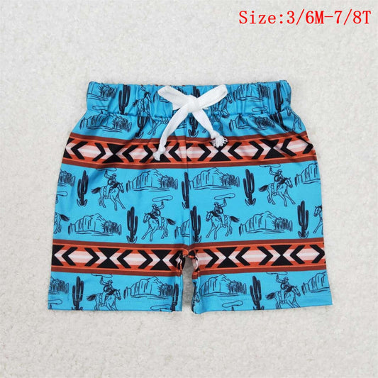 SS0207 Rodeo Aztec Print Boys Summer Western Shorts