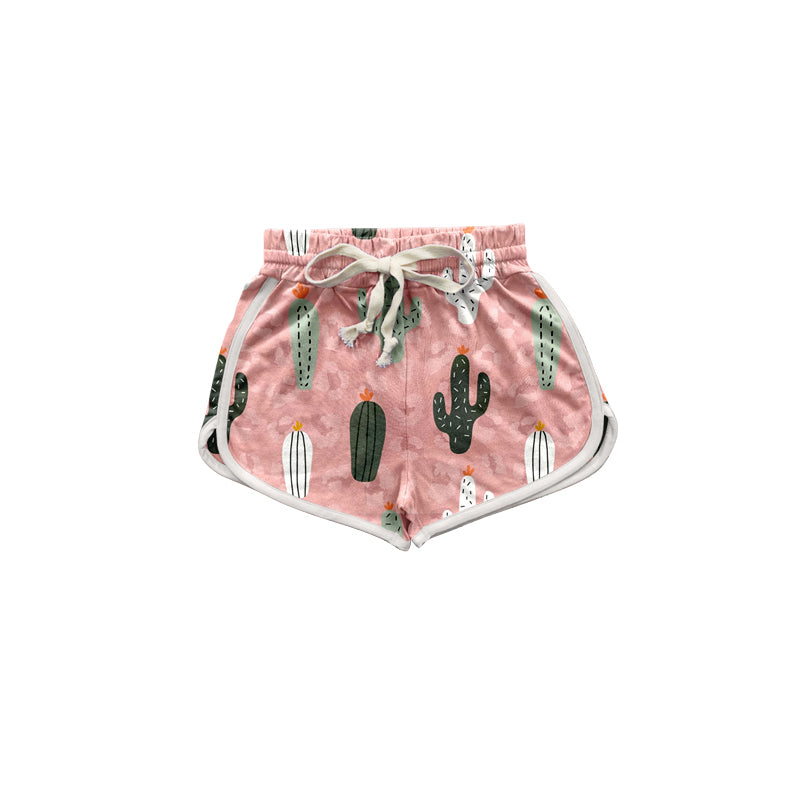 (Pre-order)SS0224 Pink Cactus Print Girls Summer Shorts