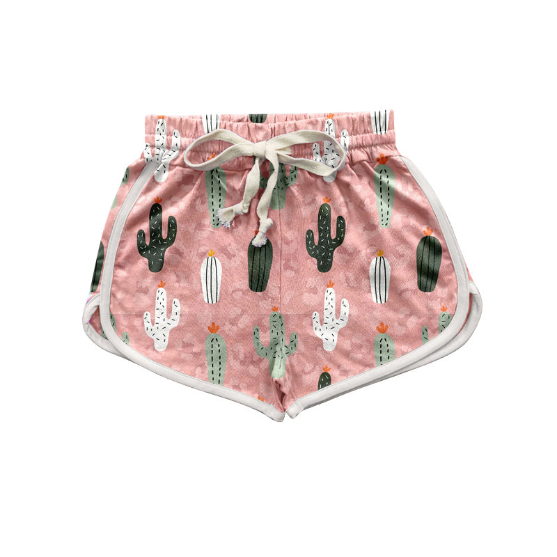 (Pre-order)SS0227 Adult Pink Cactus Print Woman Summer Shorts