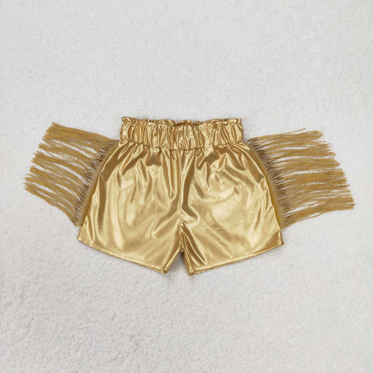 GSSO0985 Singer Swiftie Top Gold Tassels Leather Shorts Girls Summer Clothes Set