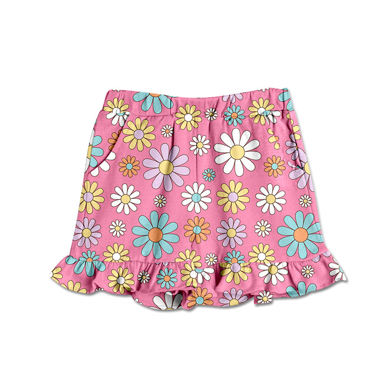 (Pre-order)SS0261 Colorful Flowers Print Girls Summer Shorts