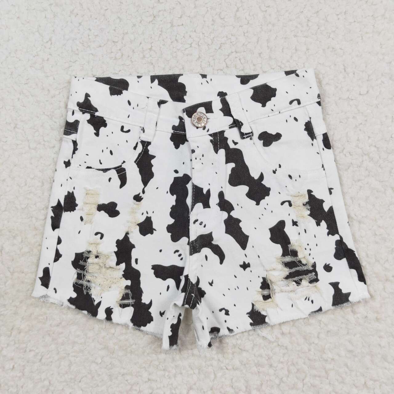 SS0332 White Black Cow Denim Summer Jeans Girls Western Shorts