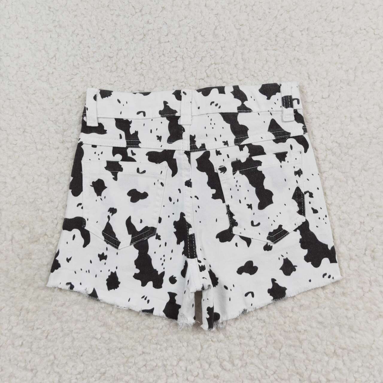 SS0332 White Black Cow Denim Summer Jeans Girls Western Shorts