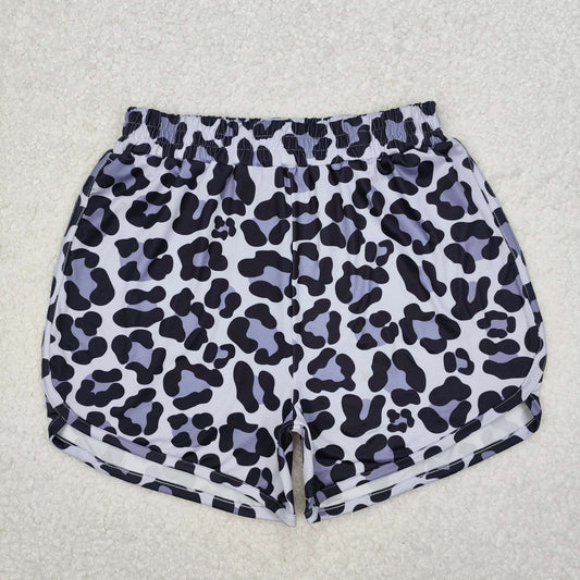 SS0385 Adult Black Grey Leopard Print Woman Summer Bottom Shorts