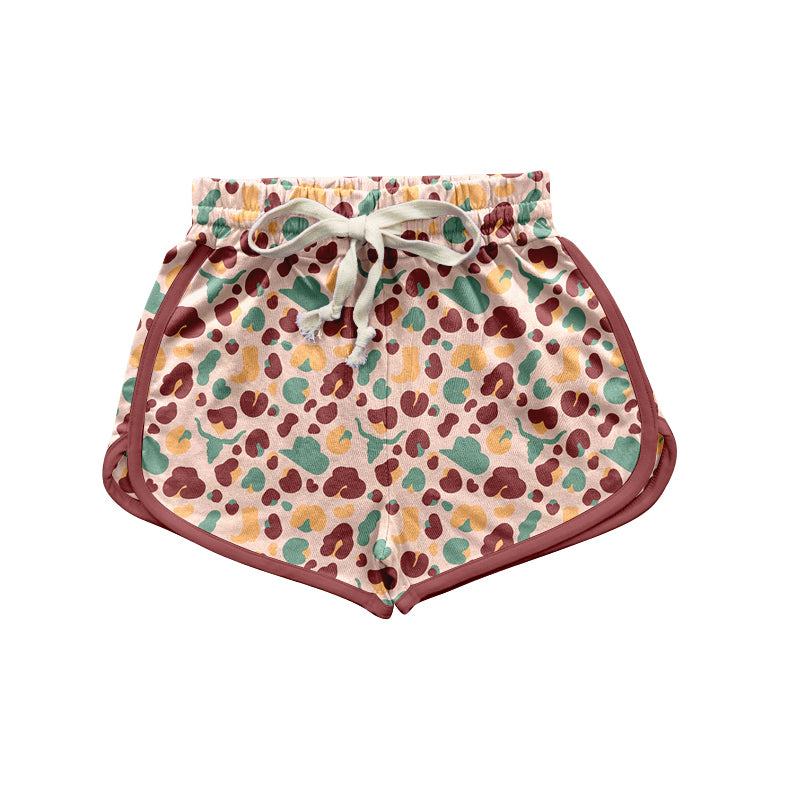 (Pre-order)SS0401 Adult Leopard Hat Cow Skull Print Woman Summer Shorts