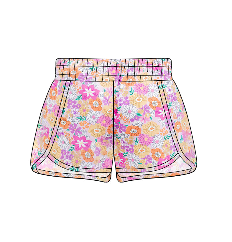 (Pre-order)SS0429 Adult Pink Flowers Print Woman Summer Shorts