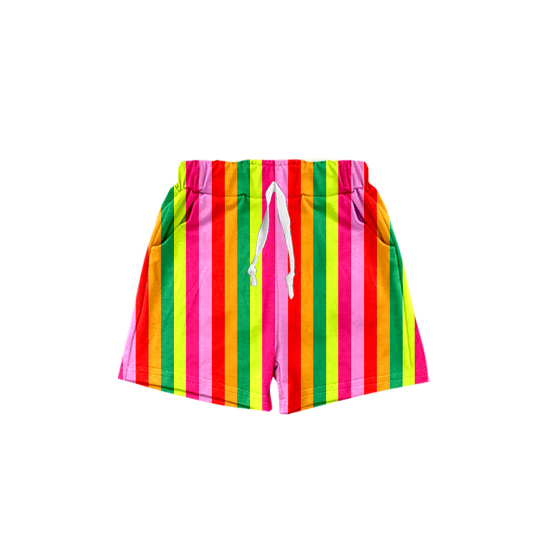 (Pre-order)SS0440 Colorful Stripes Print Kids Summer Bottom Shorts