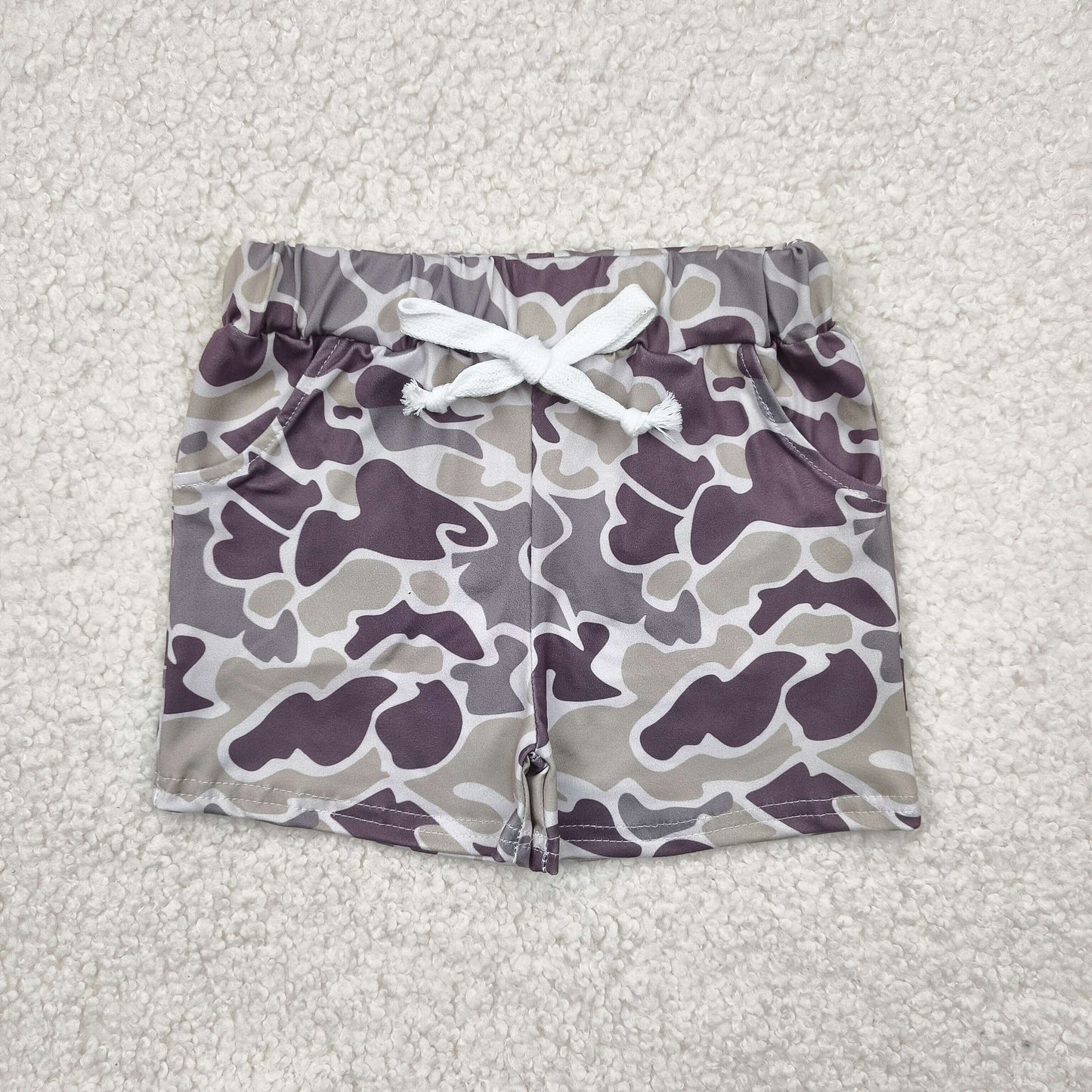SS0454-2 Camo Print Pockets Kids Summer Bottom Shorts
