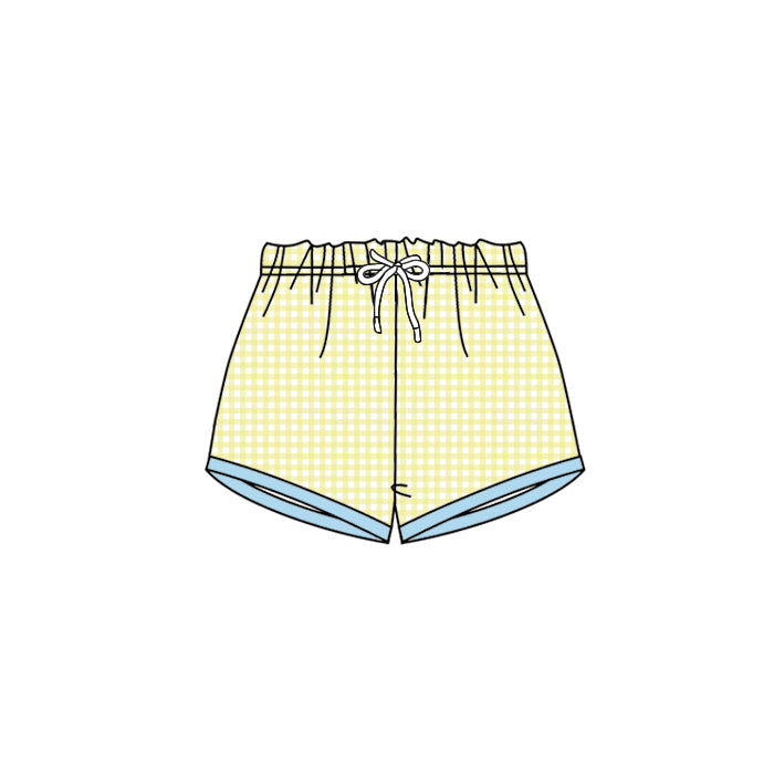 (Pre-order)SS0458 Yellow Plaid Print Kids Bottom Shorts