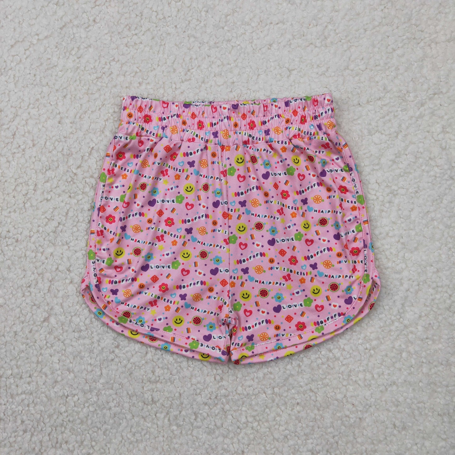 SS0484 Flowers Pink Print Girls Summer Bottom Shorts