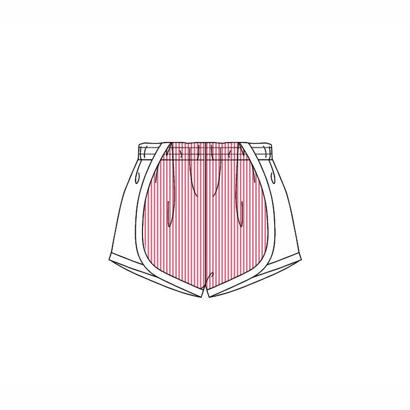 (Pre-order)SS0486 Red Stripes Print White Girls Summer Bottom Shorts