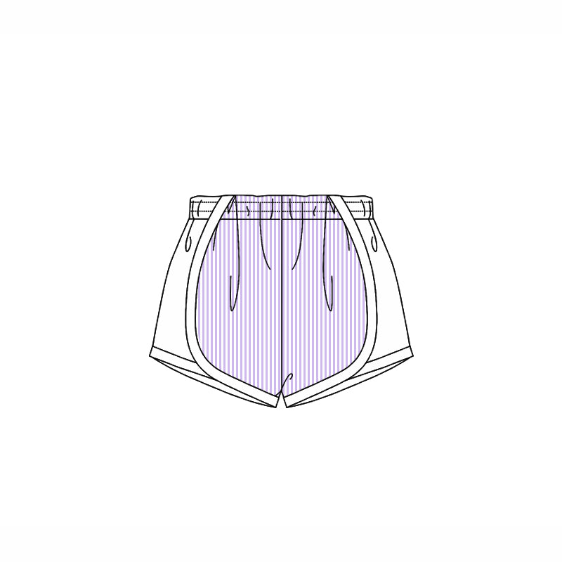 (Pre-order)SS0488 Purple Stripes Print White Girls Summer Bottom Shorts