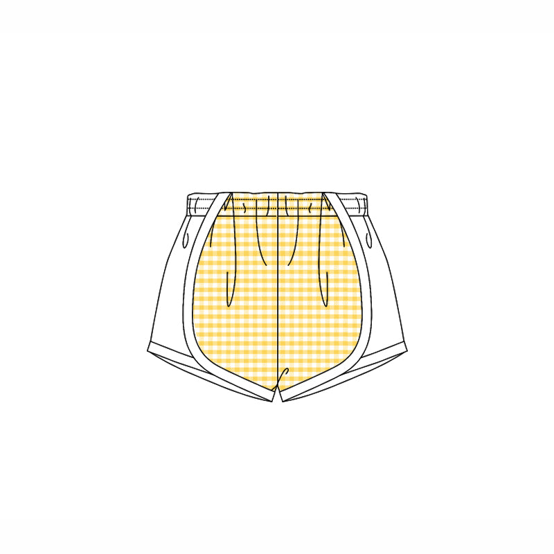 (Pre-order)SS0496 Yellow Plaid Print White Girls Summer Bottom Shorts
