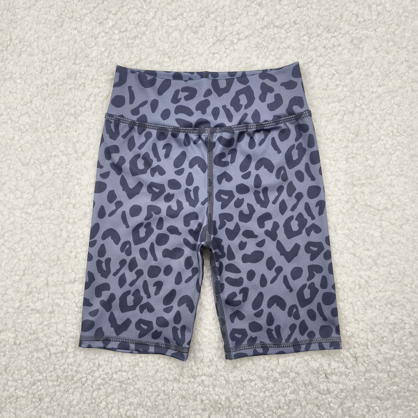 SS0539 Black Leopard Girls Summer Bottom Yoga Biking Shorts