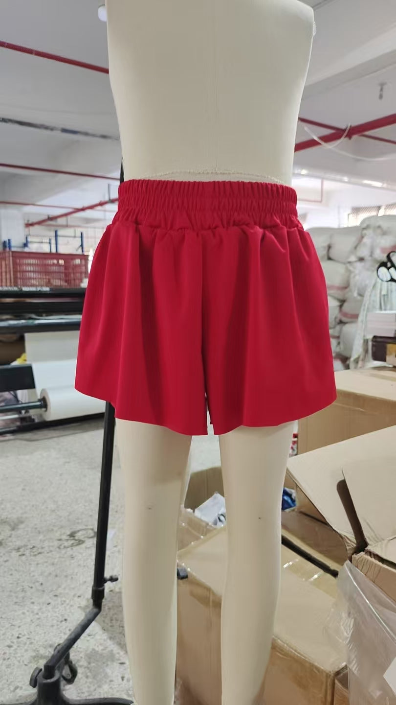 SS0544 Red Girls Summer Bottom Yoga Shorts