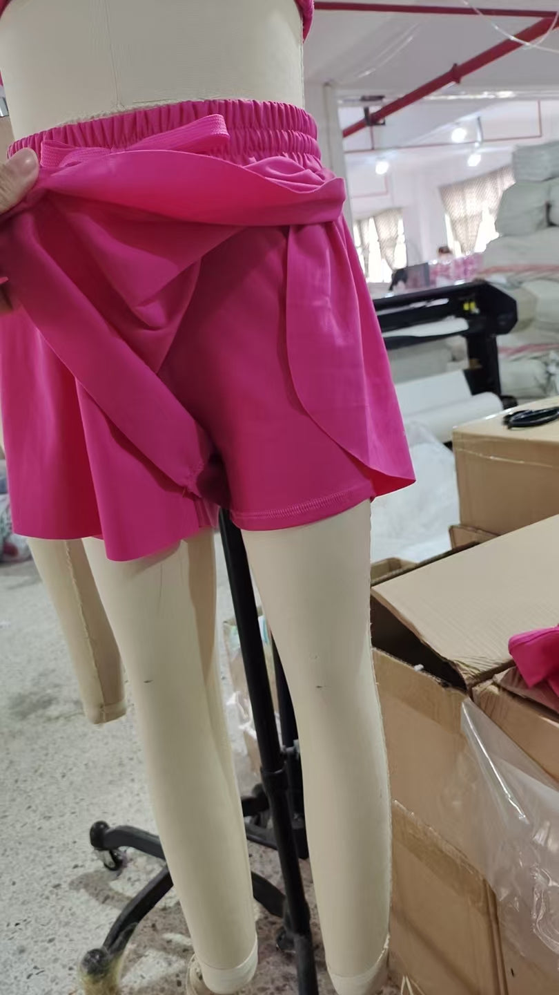 SS0545 Hot Pink Girls Summer Bottom Yoga Shorts