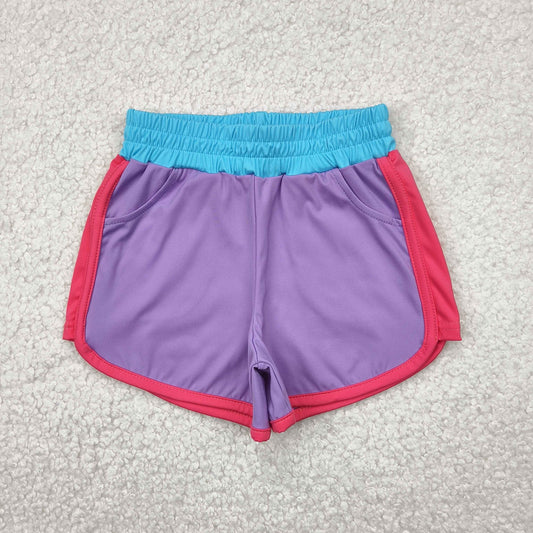SS0555 Purple Kids Summer Bottom Yoga Shorts