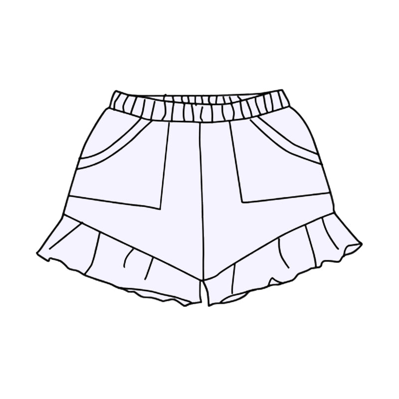 (Pre-order)SS0559 White Pockets Ruffle Girls Summer Bottom Shorts