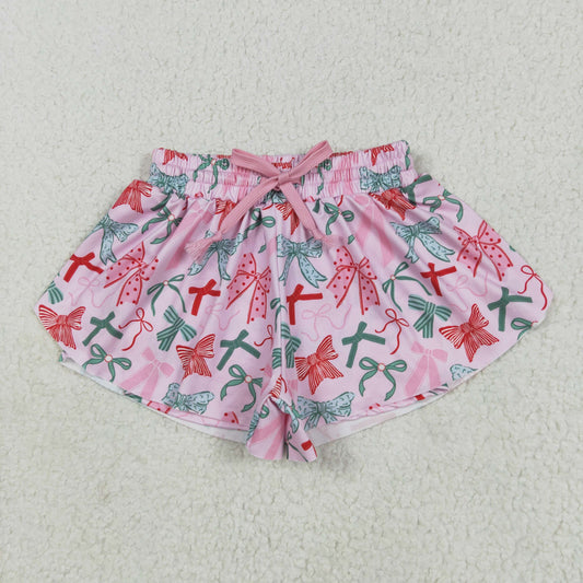 SS0578 Pink Green Bows Girls Summer Bottom Shorts