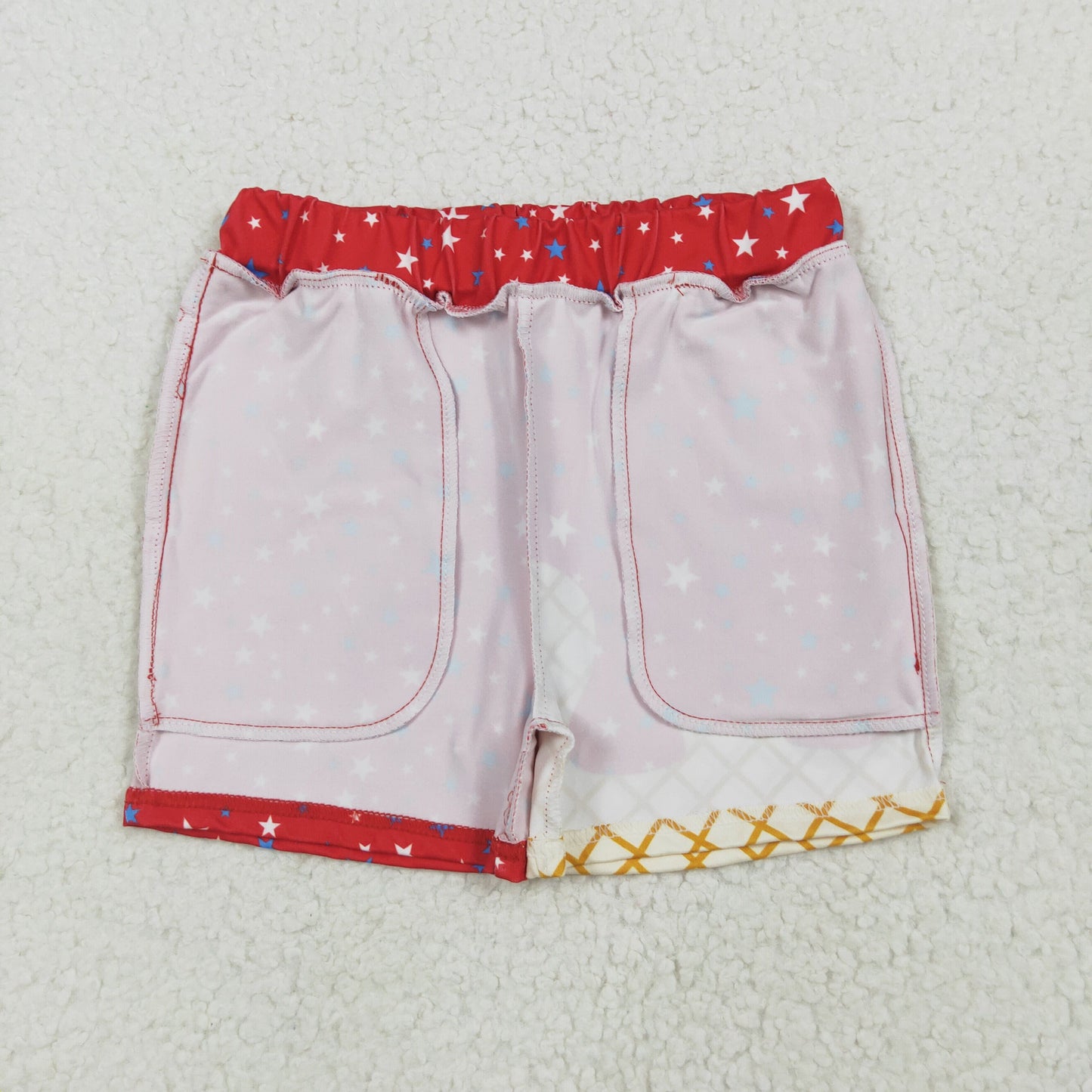SS0612 Stars Red Print Boys 4th of July Bottom Shorts