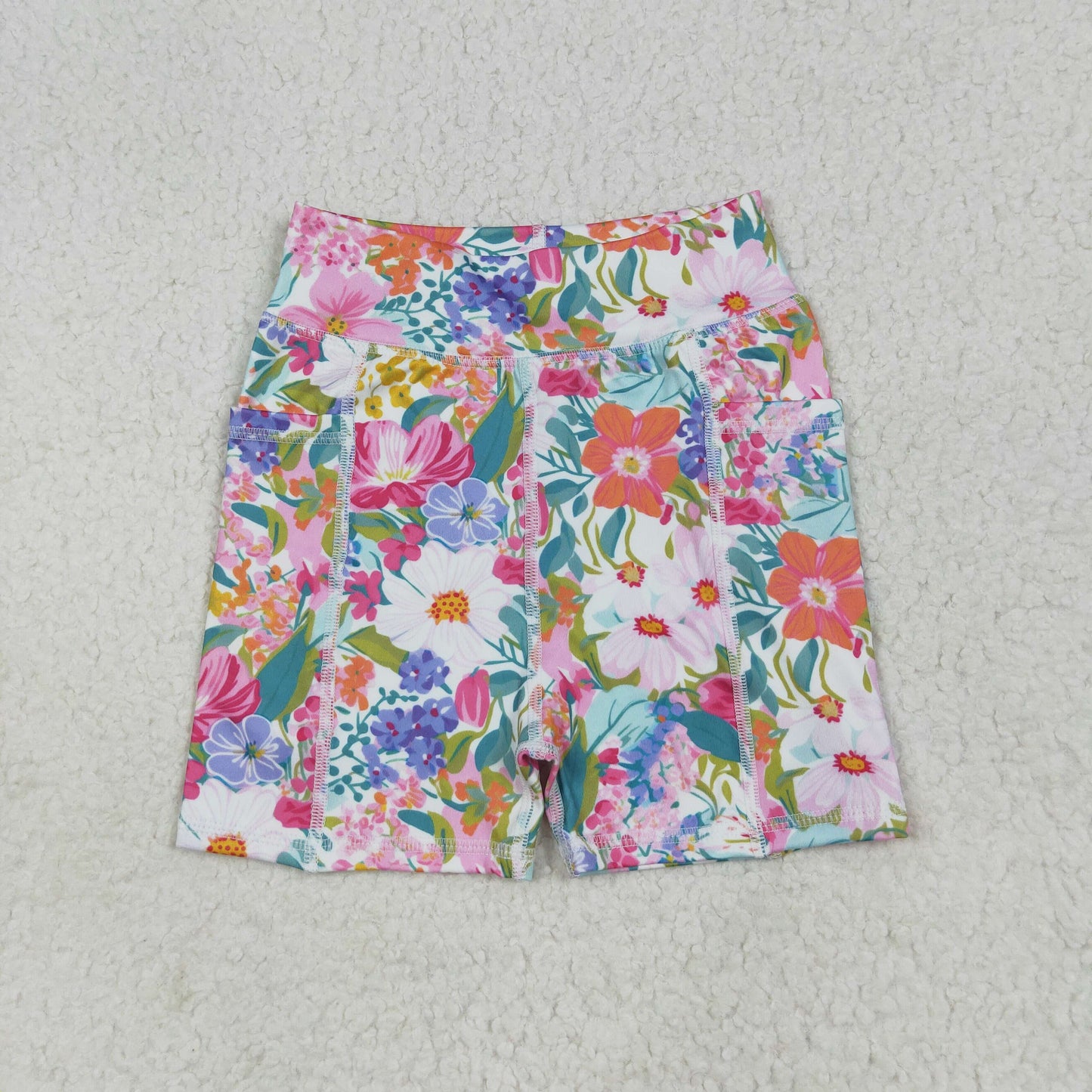SS0614 Colorful Flowers Girls Summer Bottom Yoga Shorts