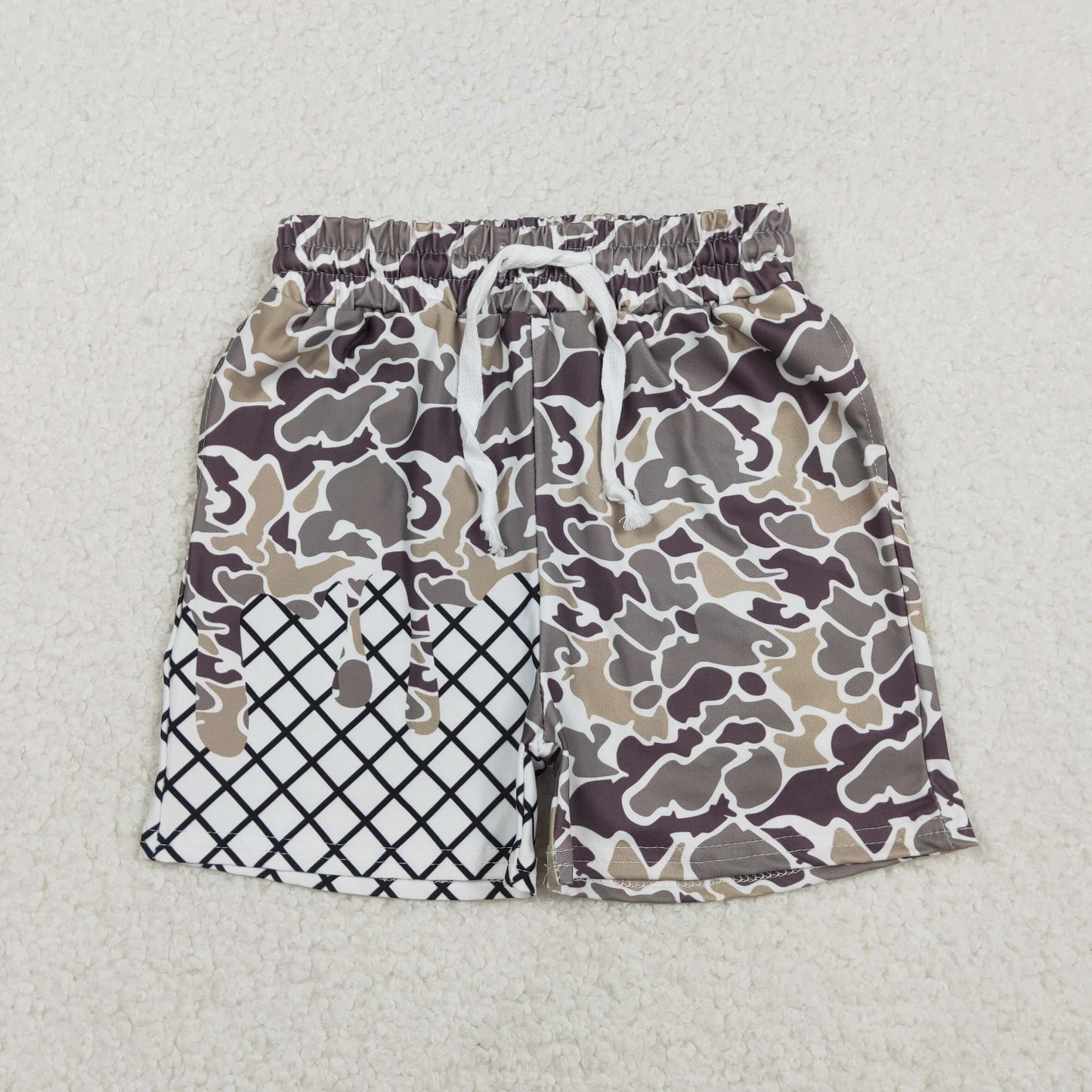 SS0646 Brown Camo Print Boys Summer Bottom Shorts