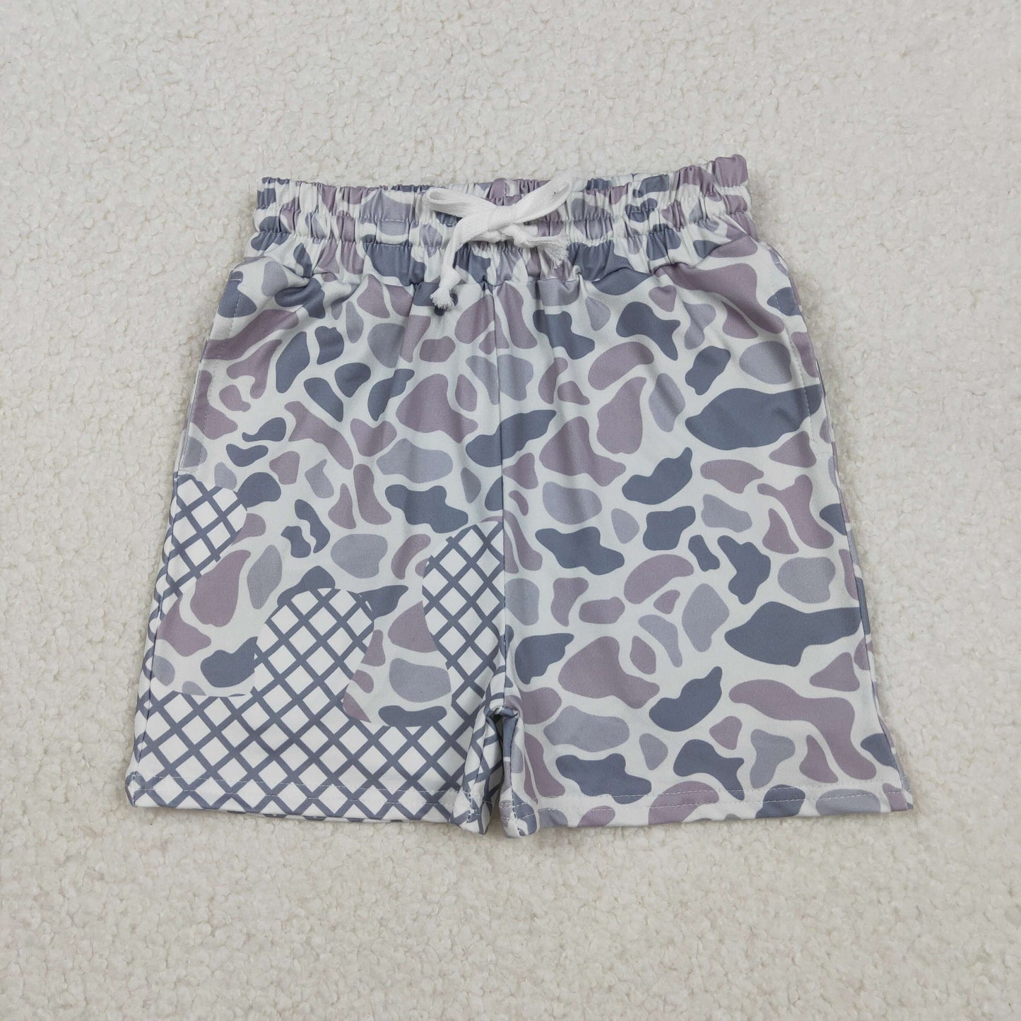SS0647 Grey Camo Print Boys Summer Bottom Shorts