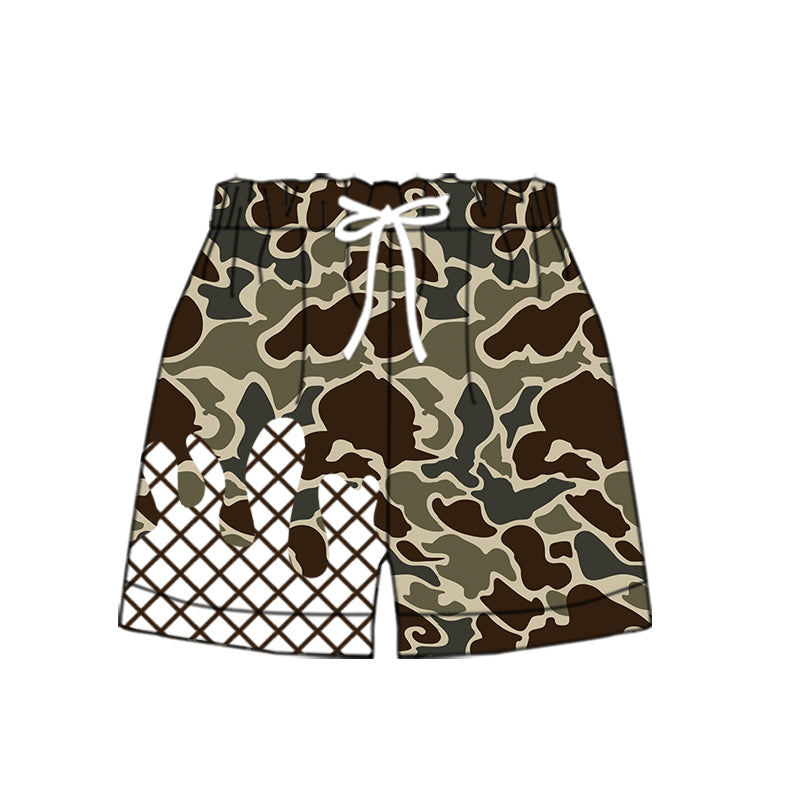 (Pre-order)SS0650 Dark Brown Camo Print Boys Summer Bottom Shorts