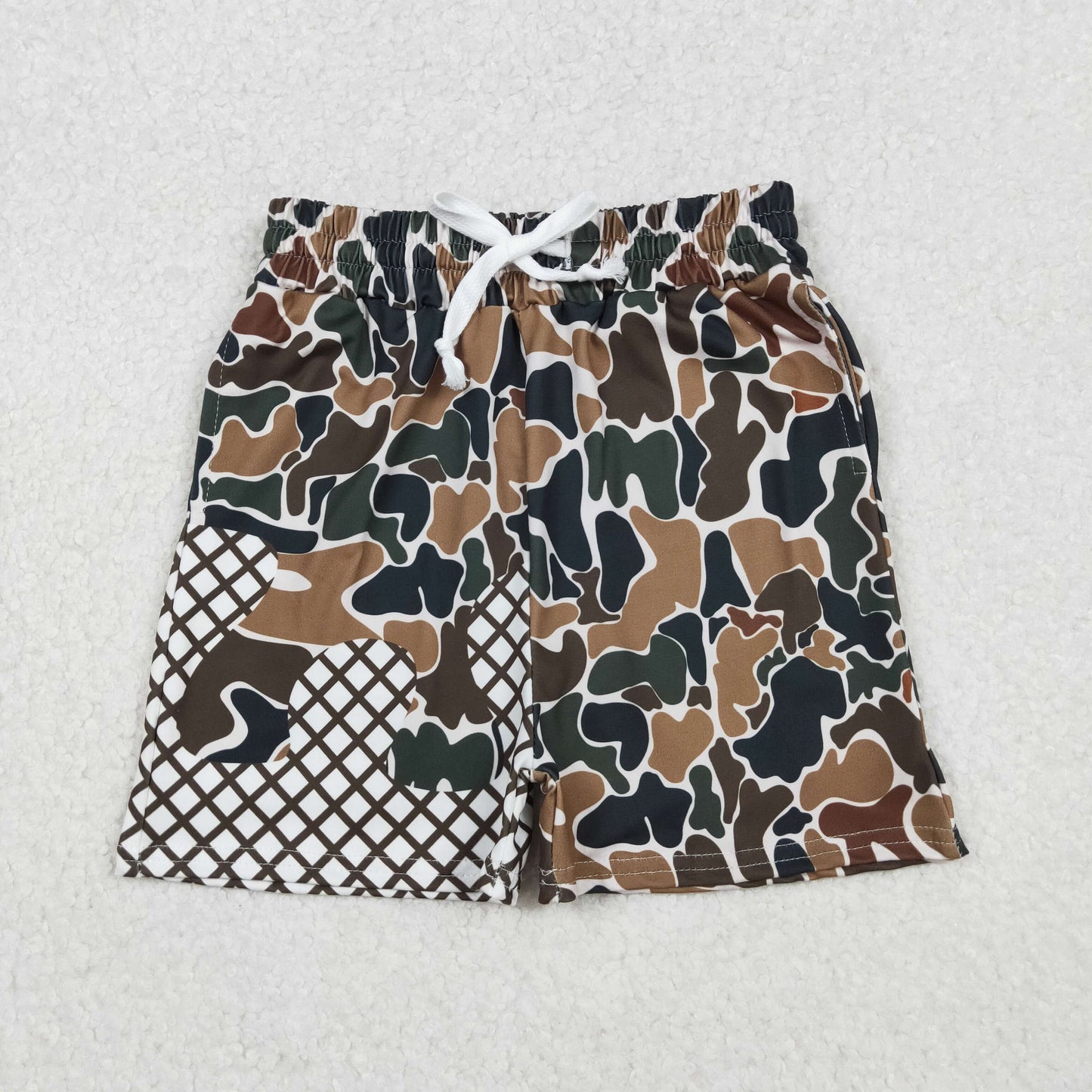 SS0651 Brown Camo Print Boys Summer Bottom Shorts
