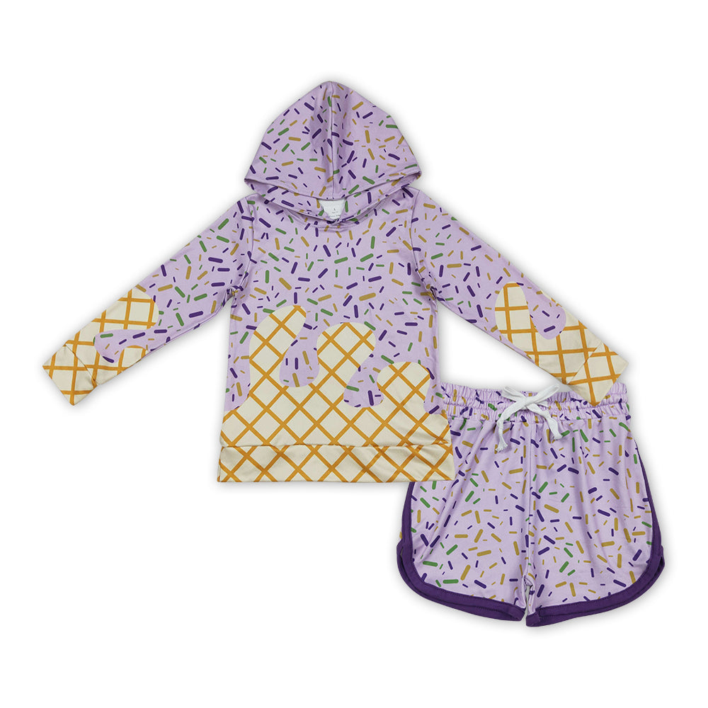 Purple Sprinkles Print Kids Mardi Gras Matching Clothes Sibing Wear
