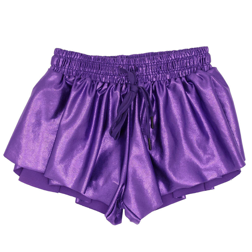 (Pre-order)SS0686 Purple Girls Mardi Gras Bottom Flutter Shorts