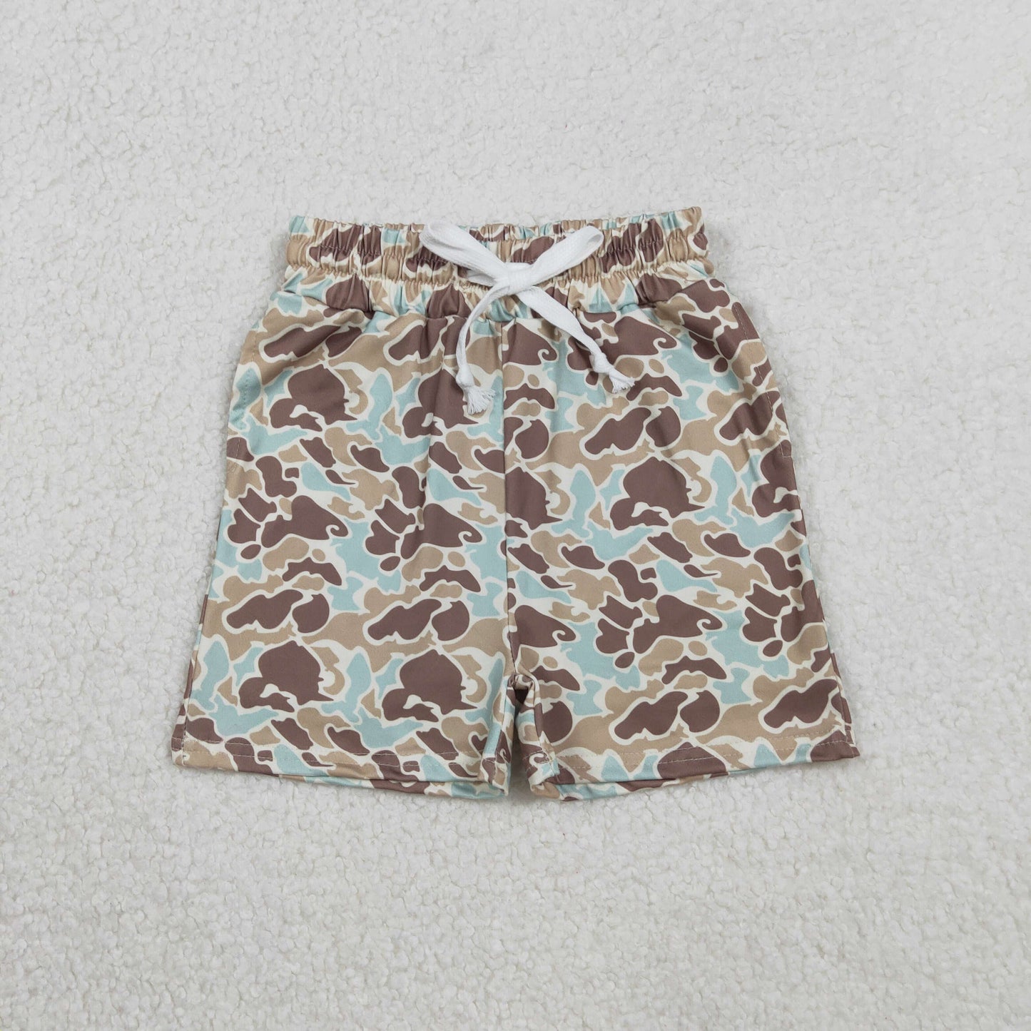 SS0697 Green Brown Camo Print Boys Summer Bottom Shorts