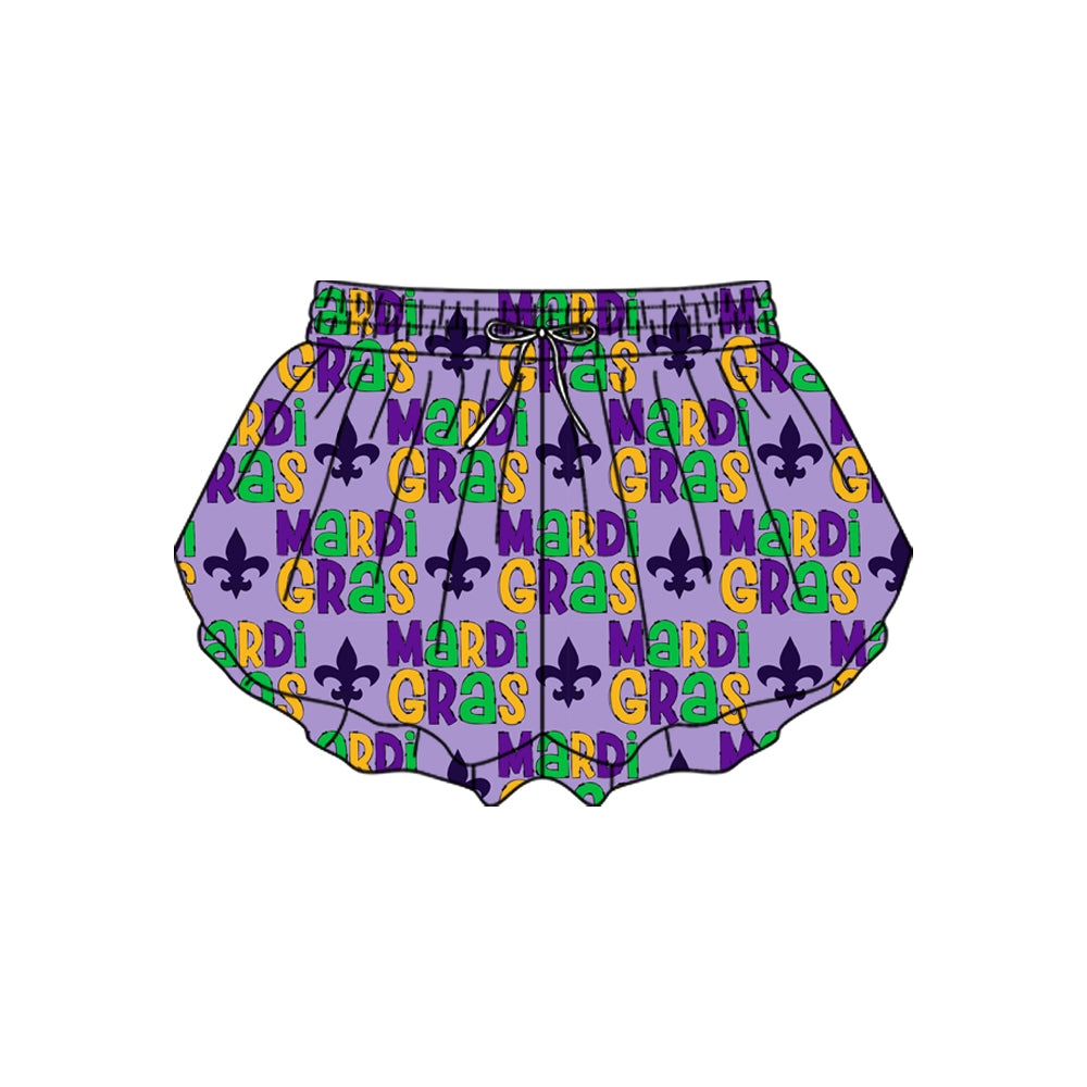 (Pre-order)SS0708 Anchor Purple Girls Mardi Gras Bottom Flutter Yoga Shorts